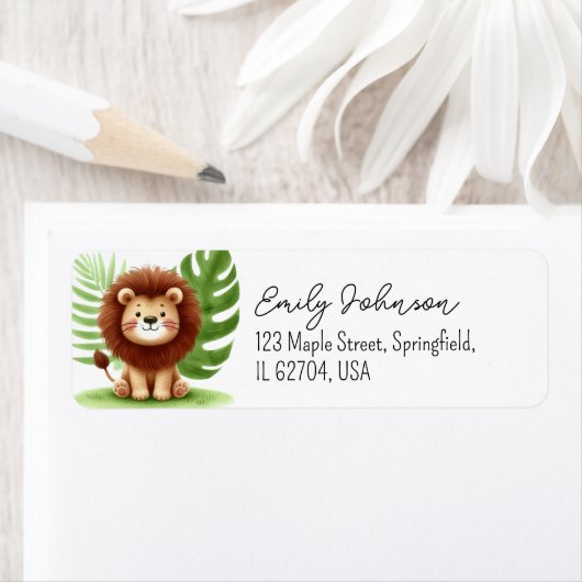 Cute Safari Lion Birthday ラベル (インサイチュ)