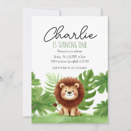 Cute Safari Lion Birthday 招待状
