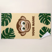 Cute safari monkey cartoon personalized kid's ビーチタオル (正面)