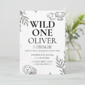Cute Safari Wild One 1st Birthday Map Party 招待状 (スタンド正面)
