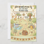 Cute Safari Wild One First Birthday 招待状 (裏面)