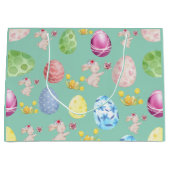 Cute Sage Green Watercolor Easter Bunny ラージペーパーバッグ (正面)