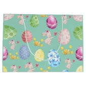 Cute Sage Green Watercolor Easter Bunny ラージペーパーバッグ (裏面)