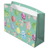 Cute Sage Green Watercolor Easter Bunny ラージペーパーバッグ (裏面アングル)