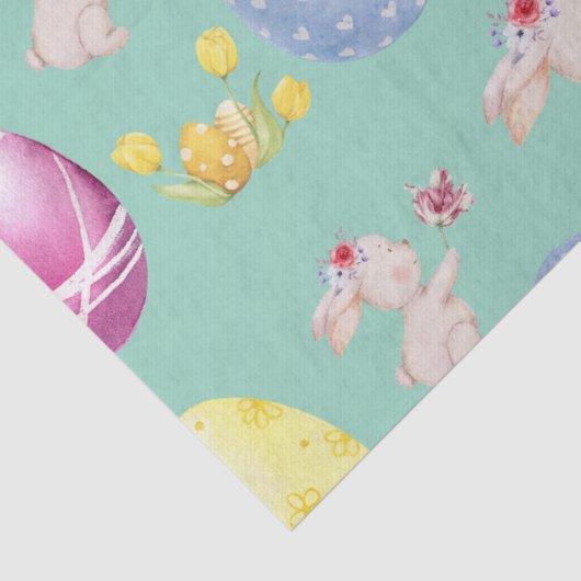 Cute Sage Green Watercolor Easter Bunny 薄葉紙 (詳細)