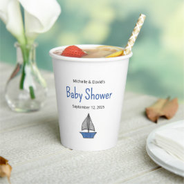 Cute Sailboat Nautical Baby Boy Couples Shower 紙コップ
