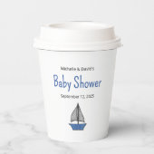Cute Sailboat Nautical Baby Boy Couples Shower 紙コップ (裏面)