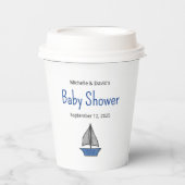 Cute Sailboat Nautical Baby Boy Couples Shower 紙コップ (正面)