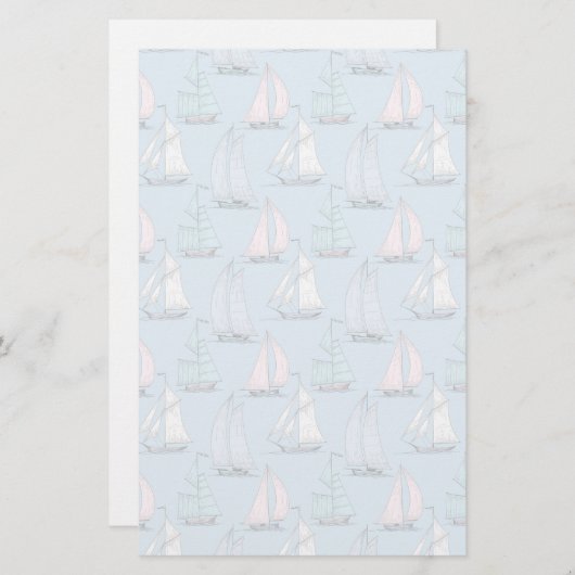 Cute Sailboat Pattern 1 便箋 (正面/裏面)