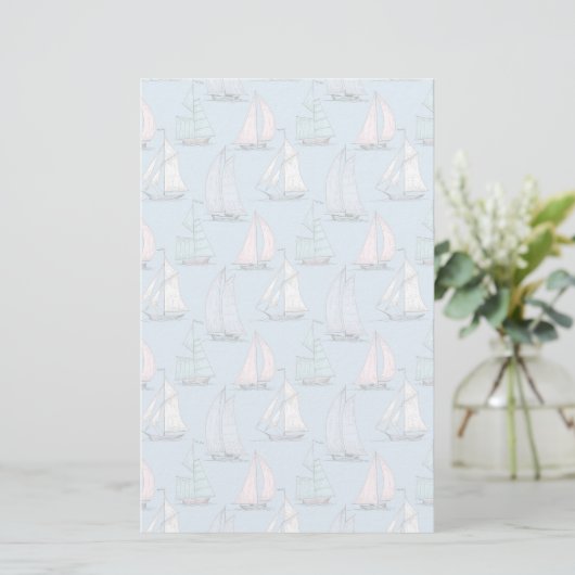 Cute Sailboat Pattern 1 便箋 (スタンド正面)