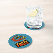 Cute Salamanders Party Time! Red & Fire Cartoon ラウンドペーパーコースター (インサイチュ)