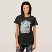 Cute Samoyed Cherry Blossom Dog Breed Japanese Sak Tシャツ (正面フル)
