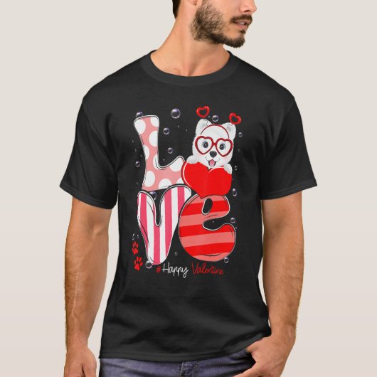 Cute Samoyed Dog Love Valentine Puppy Tシャツ (正面)