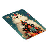 Cute Samoyed dog with Christmas holiday マグネット (右側)