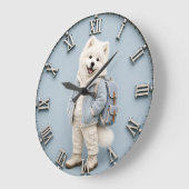 Cute Samoyed Puppy dog ラージ壁時計 (傾斜)