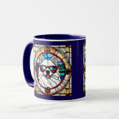 Cute Samoyed Stained glass Coffee Mug マグカップ (正面左)