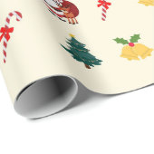 Cute Santa and Christmas Elements Gifts Wrap ラッピングペーパー (ロールコーナー)
