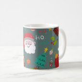Cute Santa and Christmas Pattern コーヒーマグカップ (正面右)