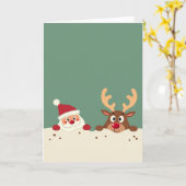 Cute Santa and Reindeer Christmas Card Template カード (黄色い花)