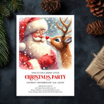 Cute Santa and Rudolph Christmas Gathering Invite