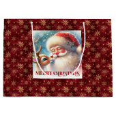 Cute Santa and Rudolph Kids Christmas Cartoon Gift ラージペーパーバッグ (正面)