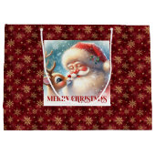 Cute Santa and Rudolph Kids Christmas Cartoon Gift ラージペーパーバッグ (裏面)