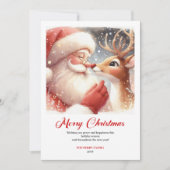 Cute Santa And Rudolph Merry Holiday Greeting Card シーズンカード (正面)