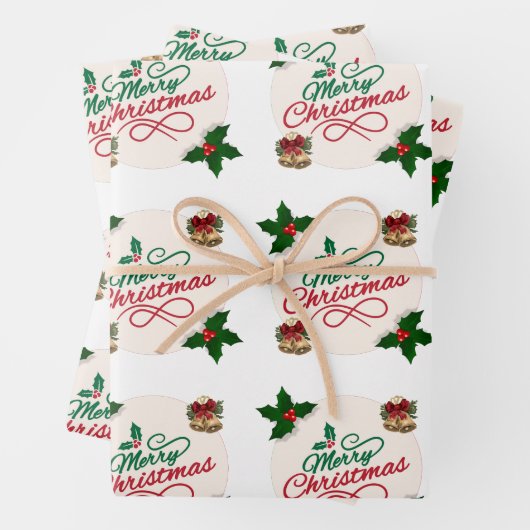 Cute Santa and Snowflake Pattern Christmas Wrappin ラッピングペーパーシート (インサイチュ)