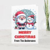 Cute Santa And Snowman Christmas Custom カード (正面)