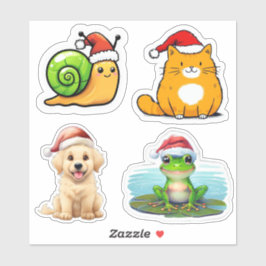 Cute Santa Animals Custom-Cut Vinyl Stickers  シール