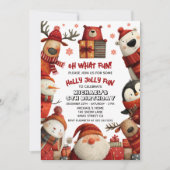 Cute Santa Animals Festive Xmas Kids' Birthday 招待状 (正面)