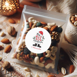 Cute Santa Baby 1st Christmas ラウンドシール