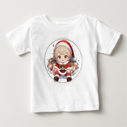 Cute Santa Baby T-Shirt - Christmas Infant Jersey  ベビーTシャツ (正面)