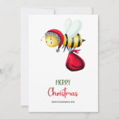 Cute Santa Bee Apiary Business Logo Christmas シーズンカード (正面)