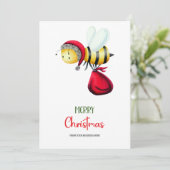 Cute Santa Bee Apiary Business Logo Christmas シーズンカード (スタンド正面)