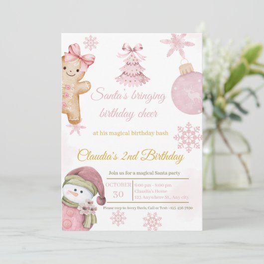 Cute Santa Birthday Card for Kids シーズンカード (スタンド正面)