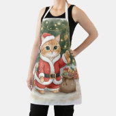 Cute Santa Cat Christmas Apron for Cat Lovers エプロン (インサイチュ)