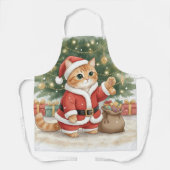 Cute Santa Cat Christmas Apron for Cat Lovers エプロン (正面)