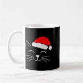 Cute Santa Cat Face Christmas Meow Kitty Pet Cat L コーヒーマグカップ (左)
