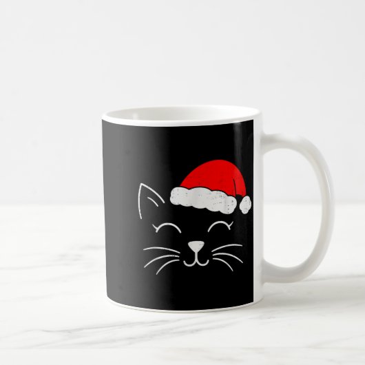 Cute Santa Cat Face Christmas Meow Kitty Pet Cat L コーヒーマグカップ (右)