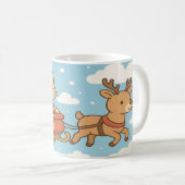 Cute Santa Cat Flying Sleigh Christmas Mug コーヒーマグカップ (正面右)