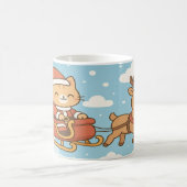 Cute Santa Cat Flying Sleigh Christmas Mug コーヒーマグカップ (中央)