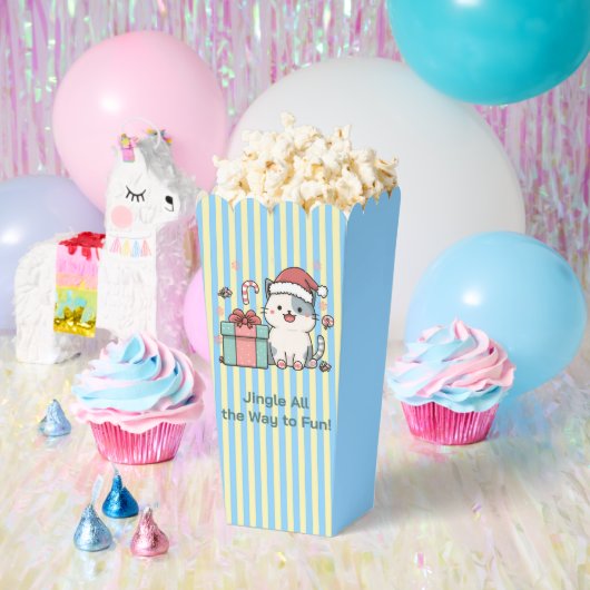 Cute Santa Cat with Gift Box フェイバーボックス (パーティー)