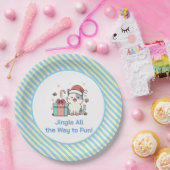 Cute Santa Cat with Gift Box ペーパープレート (パーティー)