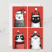 Cute Santa Cats Humorous Cat Lover Meowy Christmas シーズンカード (正面)