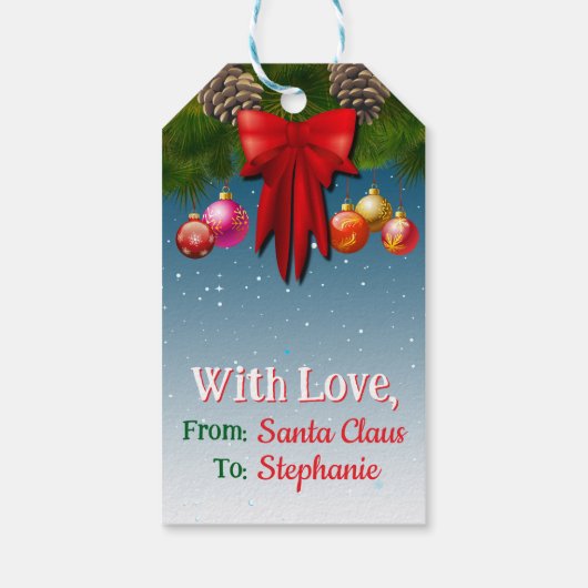 Cute Santa Celebrating Christmas ギフトタグ (裏面)