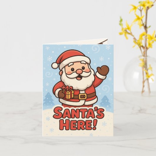 Cute Santa Christmas カード (黄色い花)