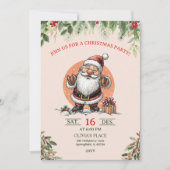Cute Santa Christmas Party Invitation  招待状 (正面)