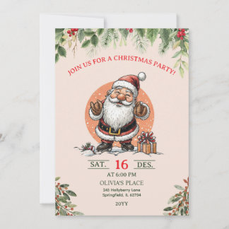Cute Santa Christmas Party Invitation  招待状