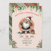 Cute Santa Christmas Party Invitation  招待状 (正面/裏面)